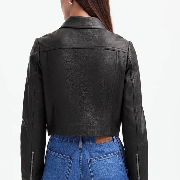 NWT Madewell Shrunken Zip-Front Jacket in Leather. - Picture 5 of 12